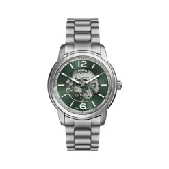 Montre FOSSIL heritage homme automatique, bracelet acier inoxydable argent