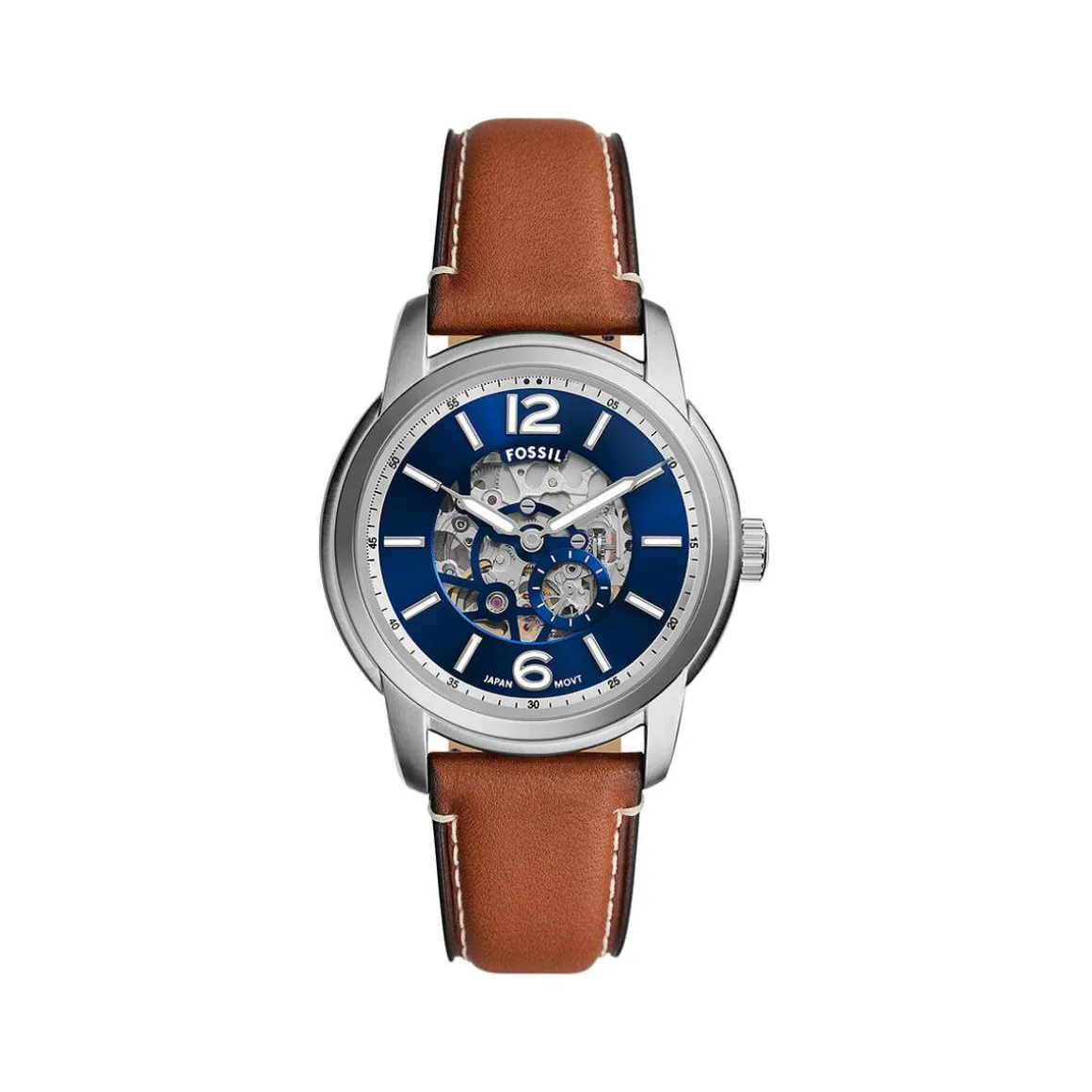 Montre FOSSIL heritage homme automatique, bracelet cuir marron
