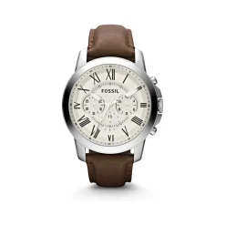 Montre Fossil homme acier cuir marron