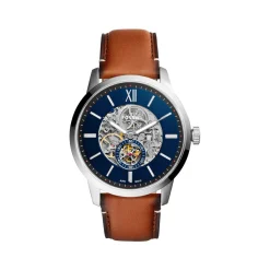 Montre Fossil homme automatique acier cuir marron