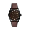 Montre FOSSIL Machine homme acier noir bracelet cuir marron