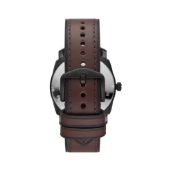 Montre FOSSIL Machine homme acier noir bracelet cuir marron