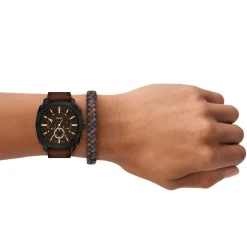 Montre FOSSIL machine homme bracelet cuir marron