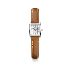 Montre HERBELIN Art Déco acier bracelet cuir gold
