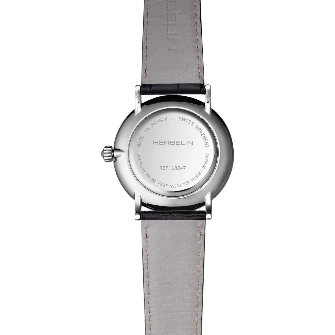 Montre HERBELIN Inspiration homme analogique acier bracelet cuir noir