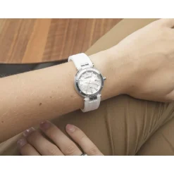 Montre HERBELIN Newport femme acier racelet caoutchouc blanc
