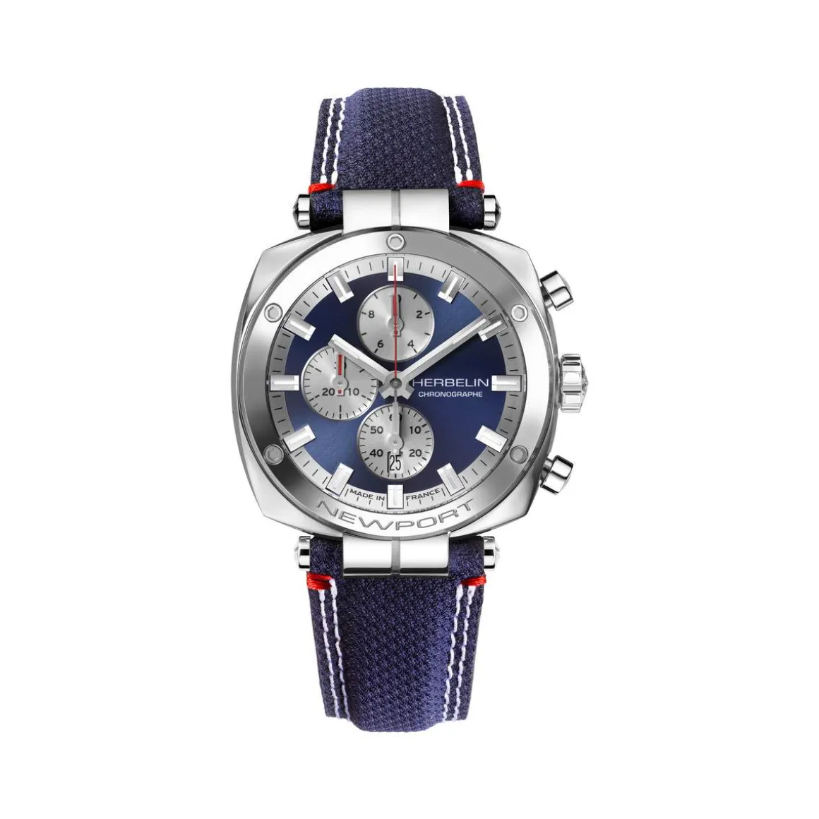 Montre HERBELIN Newport Heritage homme acier bracelet bleu