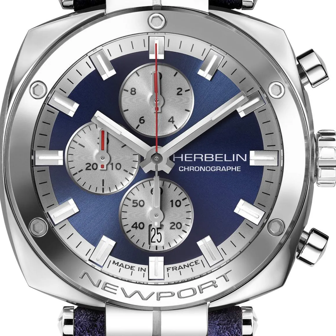 Montre HERBELIN Newport Heritage homme acier bracelet bleu