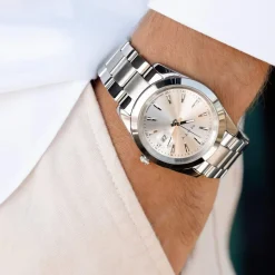 Montre HERITAGE homme bracelet acier inoxydable blanc