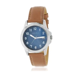 Montre homme acier bracelet cuir marron