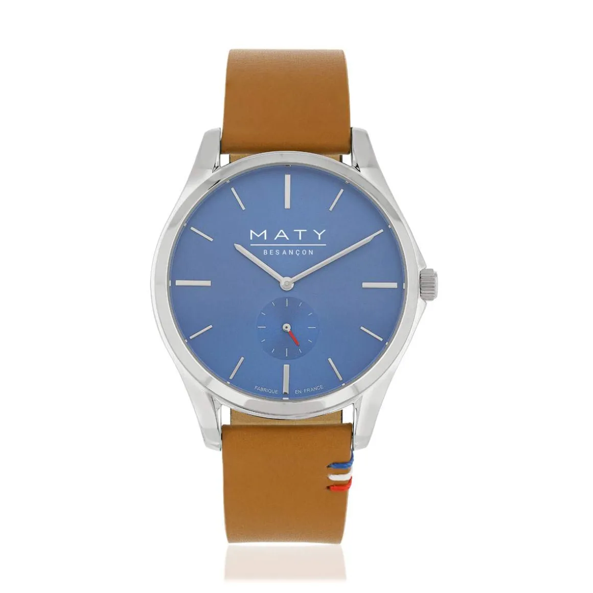 Montre homme acier bracelet cuir marron