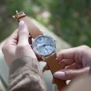 Montre homme acier bracelet cuir marron
