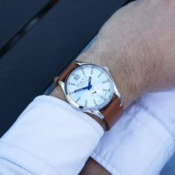 Montre homme acier bracelet cuir marron