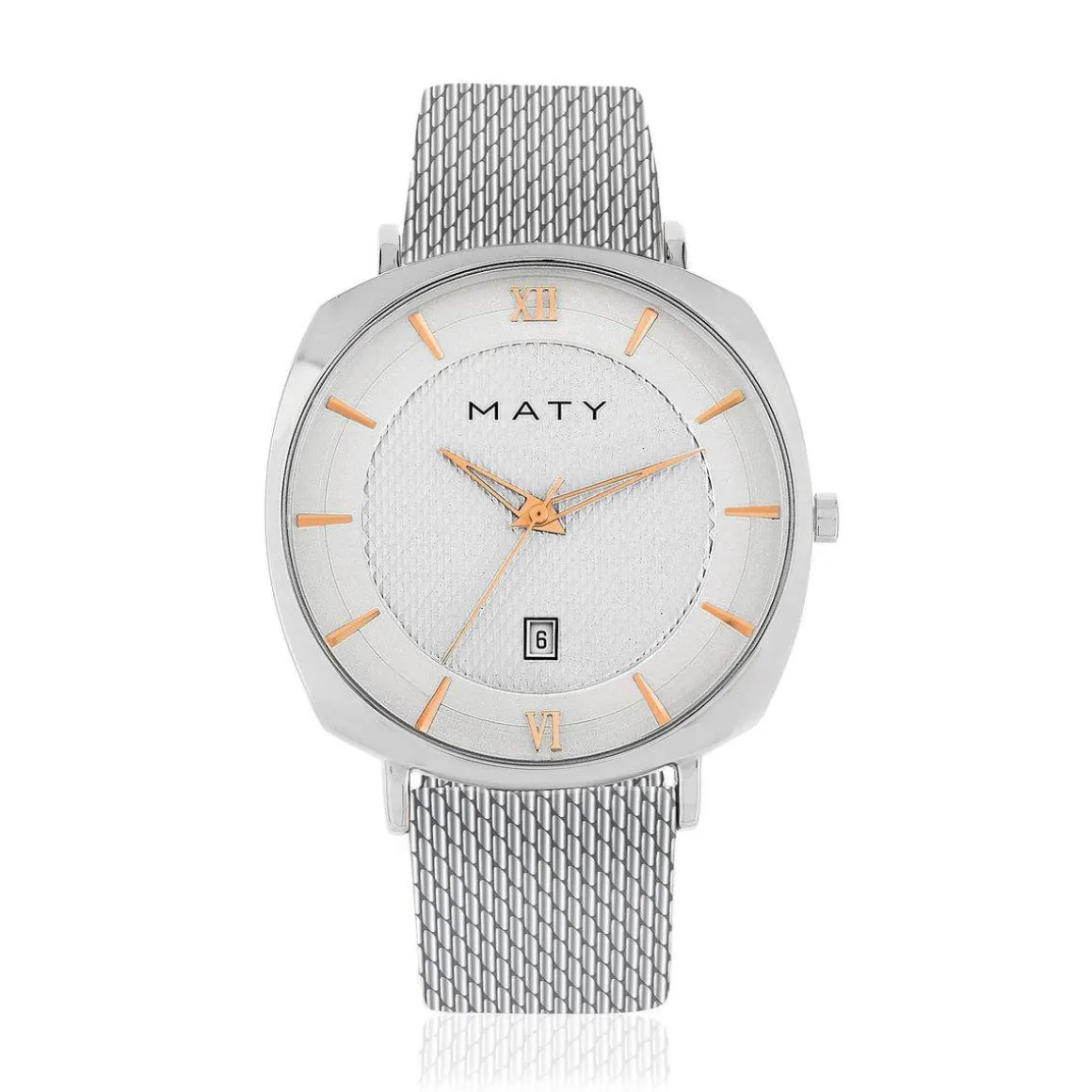 Montre homme chromée bracelet maille milanaise acier
