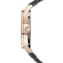 Montre homme dorée rose bracelet cuir gris foncé