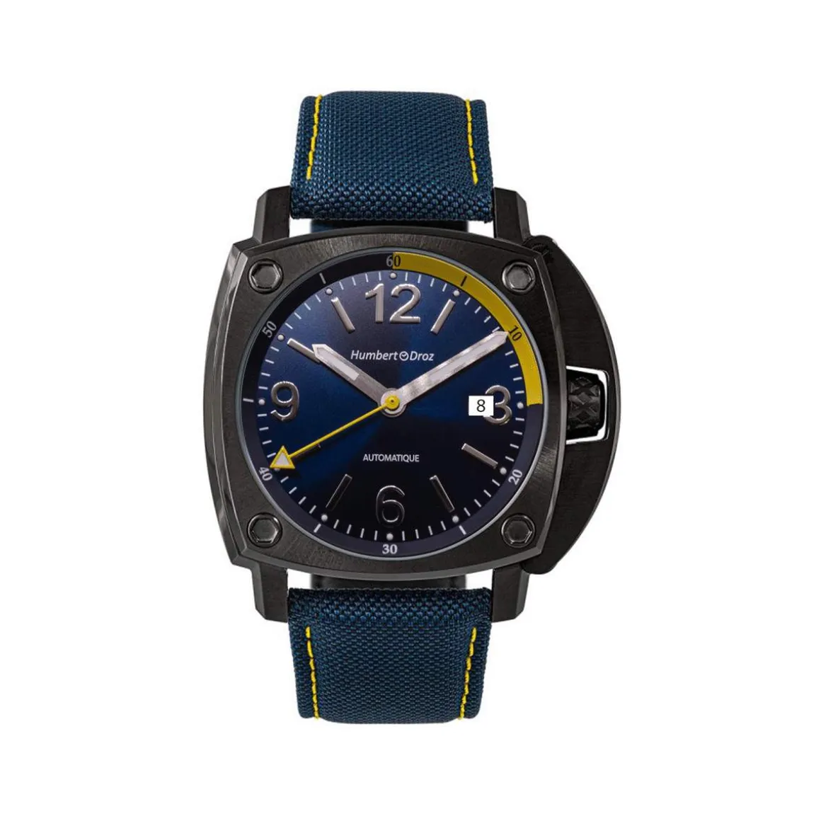 Montre HUMBERT-DROZ hd11 homme automatique, bracelet tissu bleu fonce