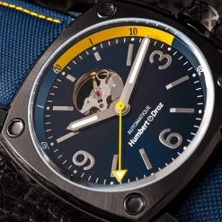 Montre HUMBERT-DROZ hd1 homme automatique, bracelet tissu bleu fonce