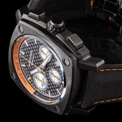 Montre HUMBERT-DROZ hd7 homme chronographe, bracelet cuir noir
