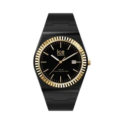 Montre ICE WATCH ice power pw1 mixte analogique, boîtier plastique noir, lunette dorée, bracelet silicone noir