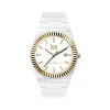 Montre ICE WATCH ice power pw1 mixte analogique, boîtier plastique blanc, lunette dorée, bracelet silicone blanc