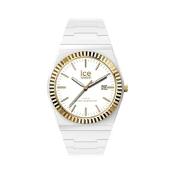 Montre ICE WATCH ice power pw1 mixte analogique, boîtier plastique blanc, lunette dorée, bracelet silicone blanc
