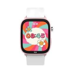 Montre ICE WATCH ice smart junior 3.0 fm enfant connecté, boîtier plastique rose, bracelet silicone blanc