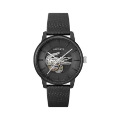 Montre LACOSTE.12.12 automatique homme bracelet cuir noir