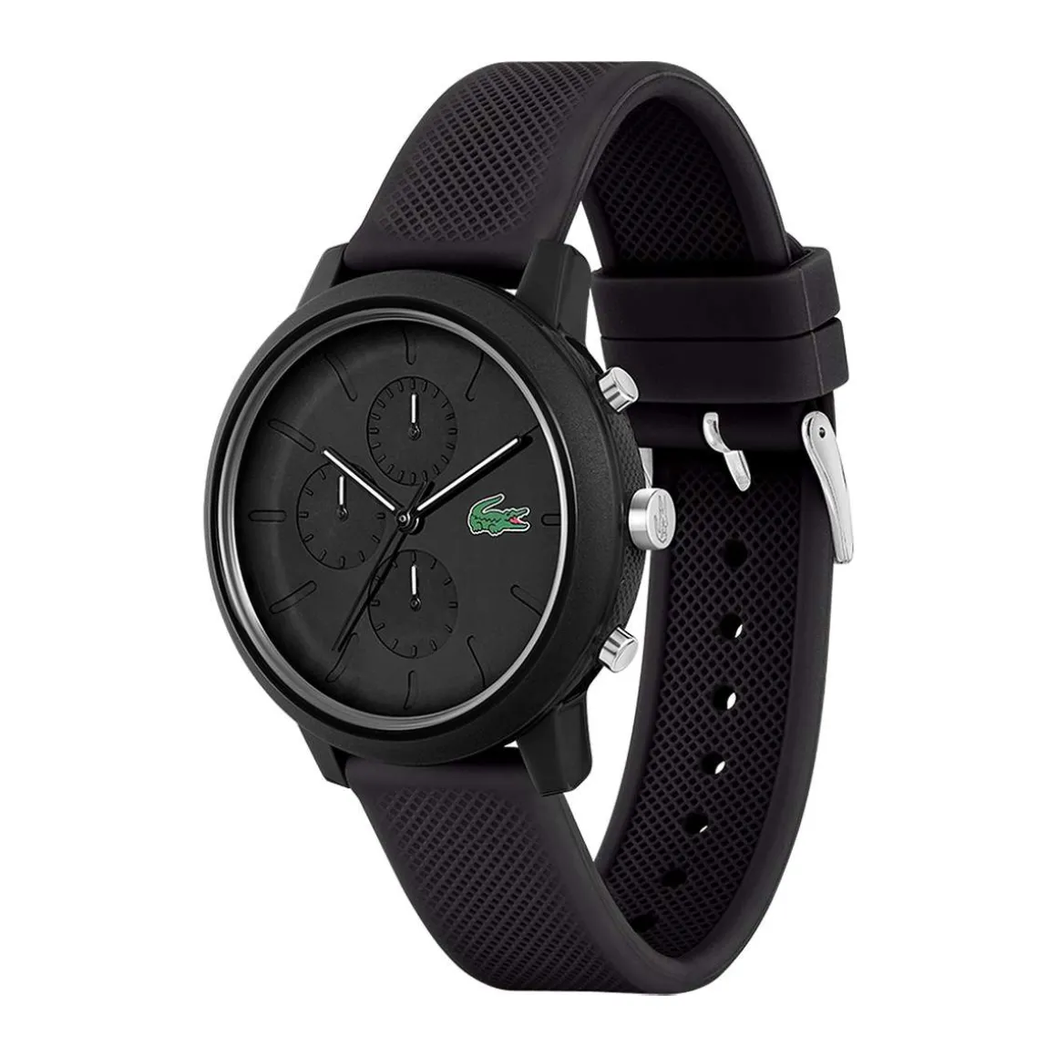 Montre LACOSTE.12.12 chrono homme TR90 noir bracelet silicone noir