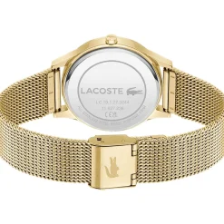 Montre LACOSTE crocodelle femme Acier doré jaune cadran vert bracelet maille milanaise