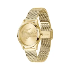 Montre LACOSTE crocodelle femme Acier doré jaune bracelet maille milanaise