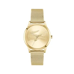Montre LACOSTE crocodelle femme Acier doré jaune bracelet maille milanaise