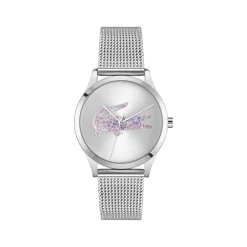 Montre LACOSTE crocodelle femme bracelet acier inoxydable gris