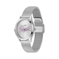 Montre LACOSTE crocodelle femme bracelet acier inoxydable gris