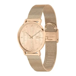 Montre LACOSTE crocorigin femme bracelet acier doré rose
