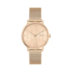 Montre LACOSTE crocorigin femme bracelet acier doré rose