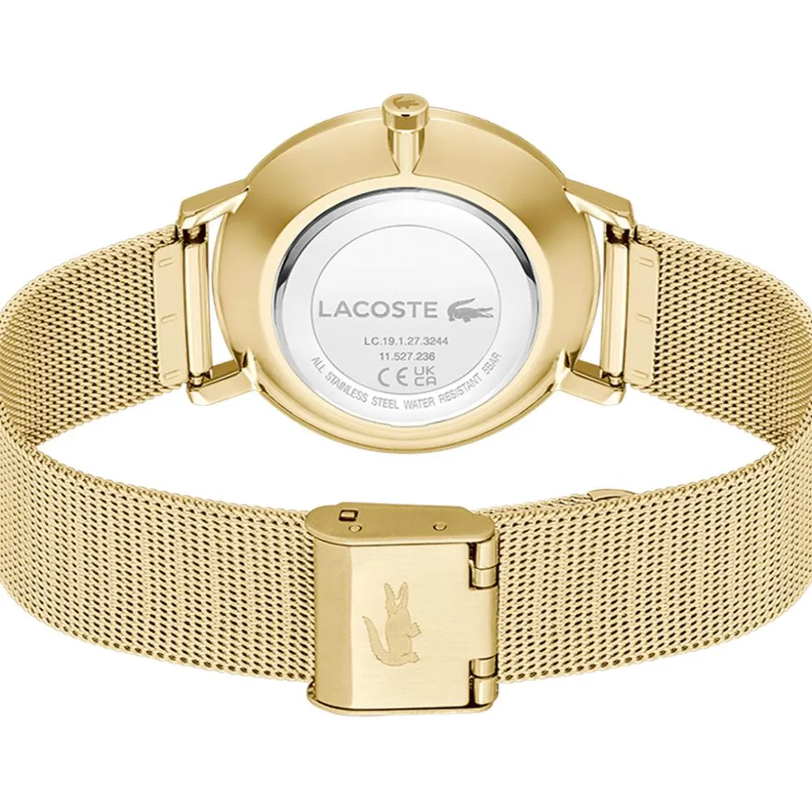 Montre LACOSTE crocorigin femme bracelet acier inoxydable doré jaune