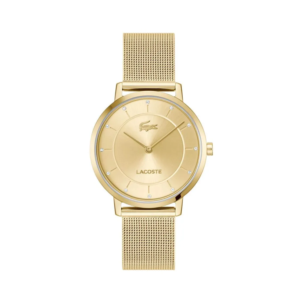 Montre LACOSTE crocorigin femme bracelet acier inoxydable doré jaune