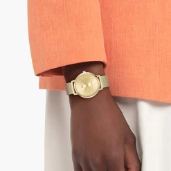 Montre LACOSTE crocorigin femme bracelet acier inoxydable doré jaune