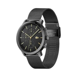 Montre Lacoste homme  acier noir maille milanaise