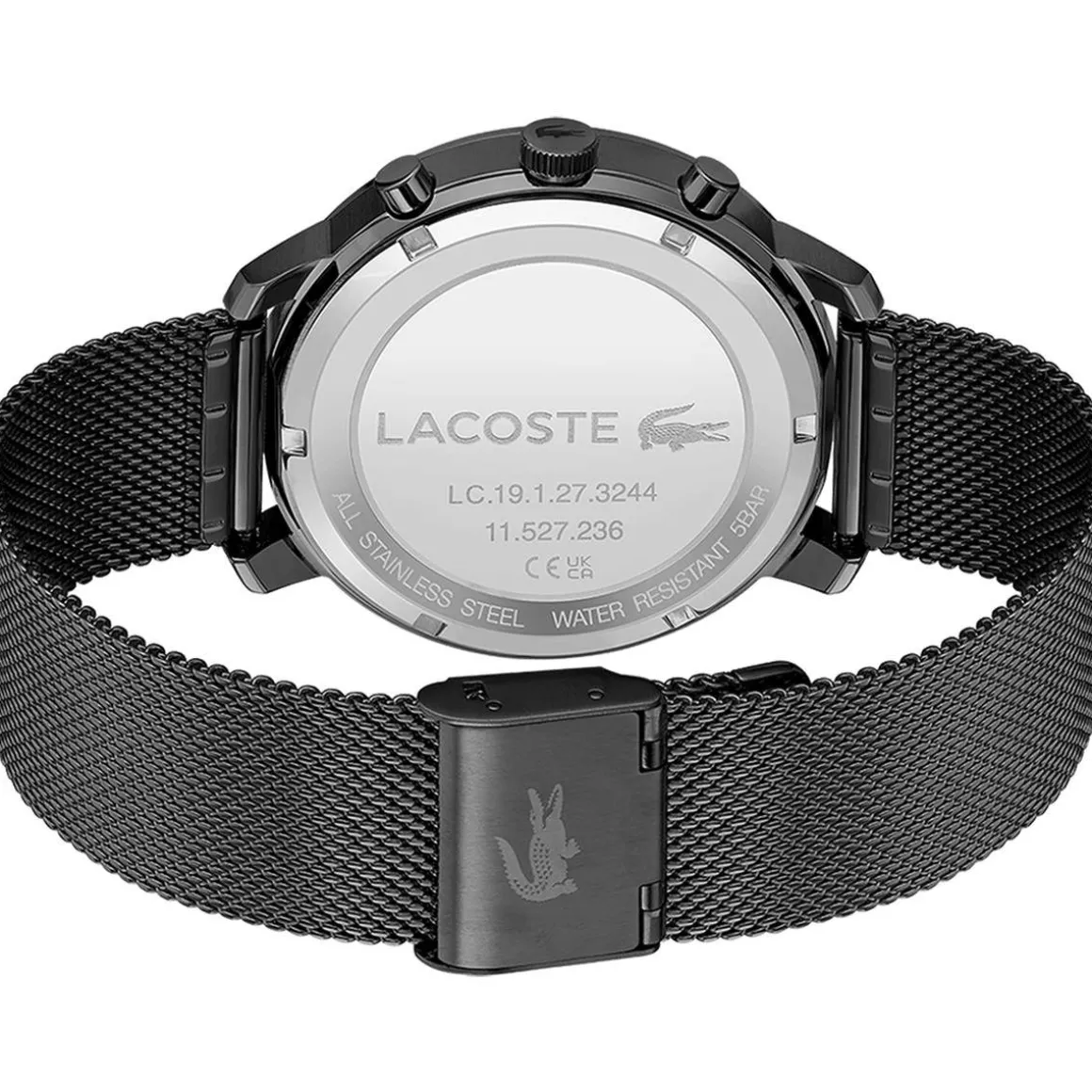 Montre Lacoste homme acier noir maille milanaise