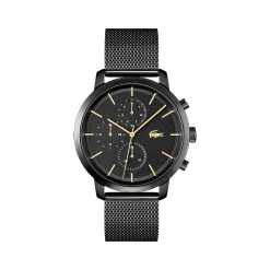 Montre Lacoste homme acier noir maille milanaise