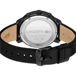 Montre Lacoste homme acier noir bracelet cuir noir