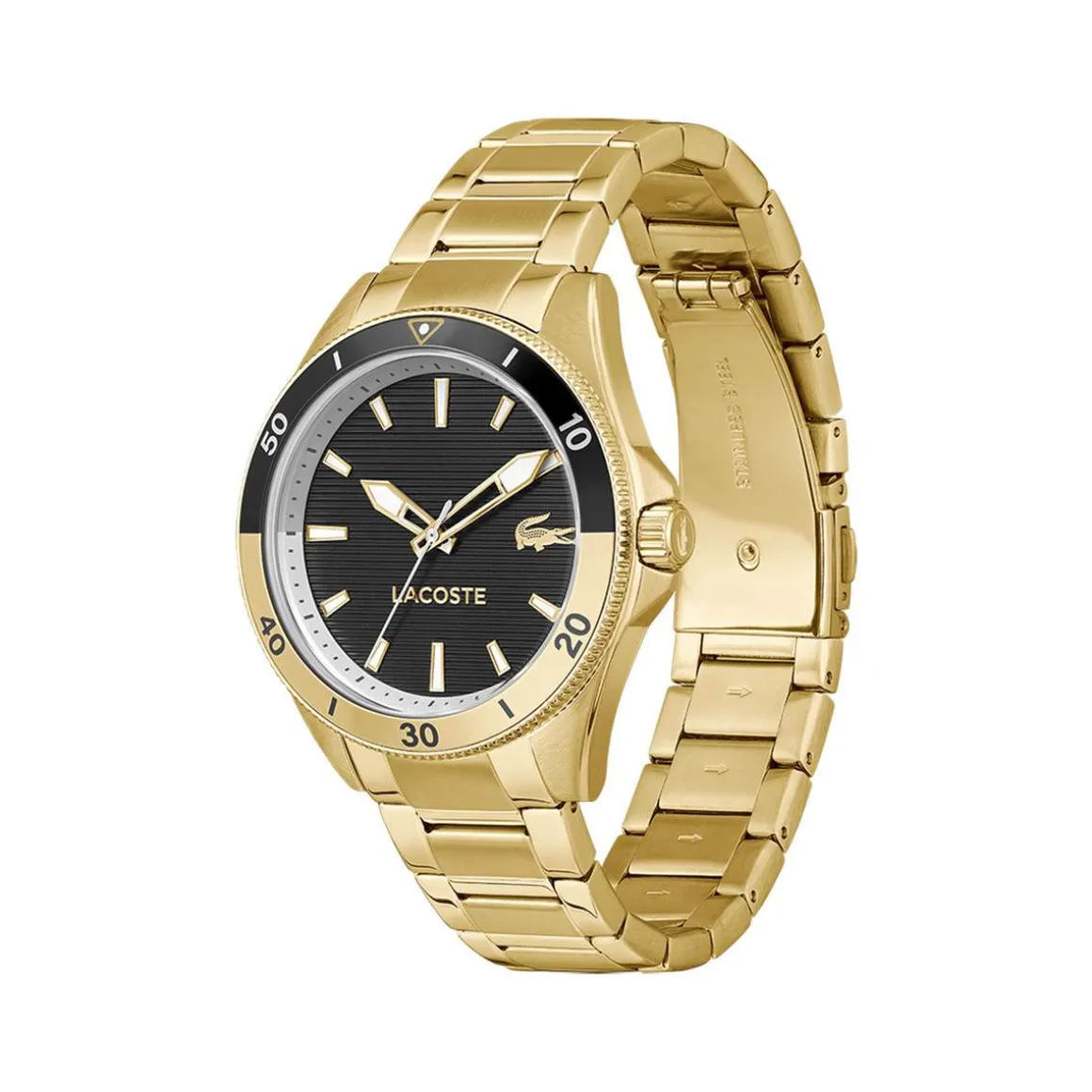 Montre LACOSTE mainsail homme bracelet acier inoxydable doré jaune