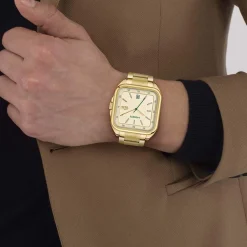 Montre LACOSTE.12.12 up homme bracelet acier inoxydable doré jaune