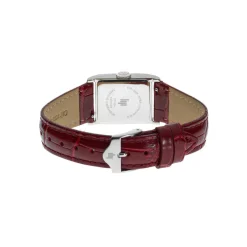 Montre LIP CHURCHILL C18 femme cadran gris bracelet cuir rouge boitier acier