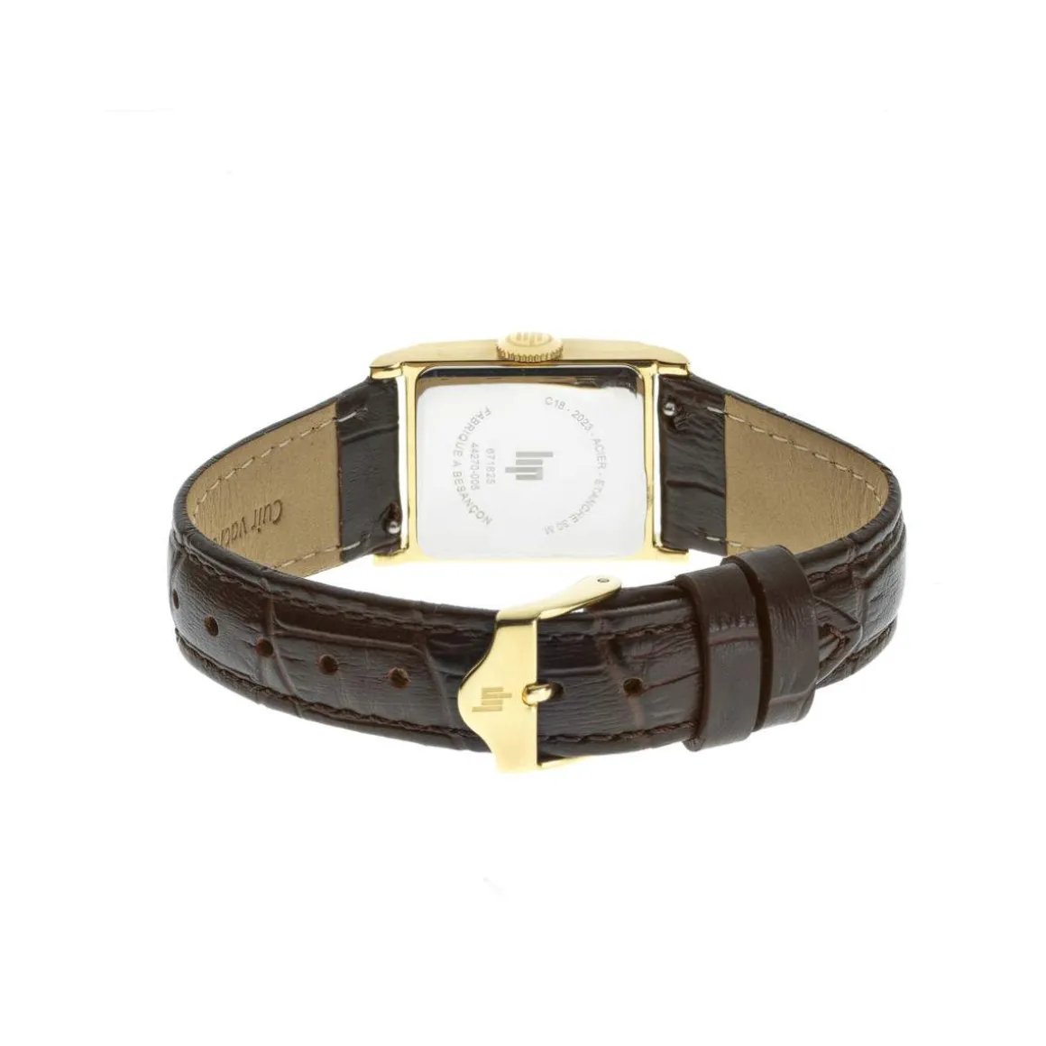 Montre LIP CHURCHILL femme acier doré bracelet cuir marron