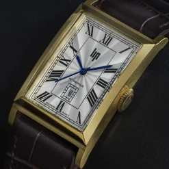 Montre LIP CHURCHILL homme automatique, acier doré bracelet cuir marron