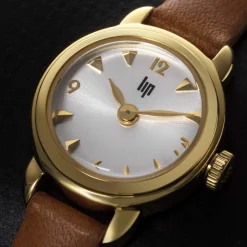 Montre Lip femme acier cuir marron