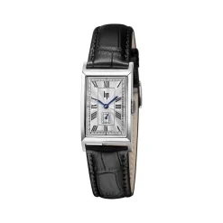 Montre LIP femme analogique, bracelet cuir noir