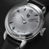 Montre LIP femme analogique, bracelet cuir noir